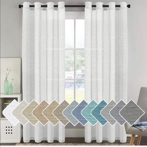 White Sheer Linen Curtains w/ Nickel Grommet 52x96